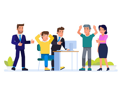 Group of young people, startup company art artwork business concept design flat illustration job project startup task team vector