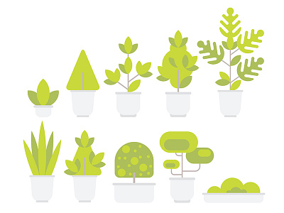 Indoor and outdoor landscape garden potted plants art artwork bloom design flat flowerpot garden green icon illustration indoor landscape outdoor plants potted vector