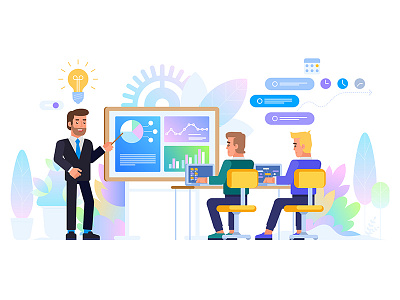 Business meeting concept art artwork brainstorming business concept design flat illustration life meeting office vector