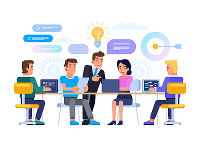 Business meeting concept. art artwork brainstorming business concept design flat illustration meeting office vector