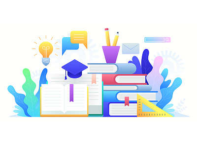 Online Education, training courses, distance education art artwork book courses design e learning education flat global icon illustration online studying tutorials vector