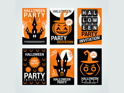 Halloween Party Invitation art artwork design flat halloween icon illustration invitation party vector