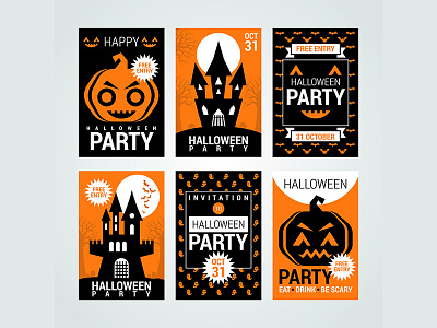 Halloween Party Invitation art artwork concept design flat halloween icon illustration invitation party vector