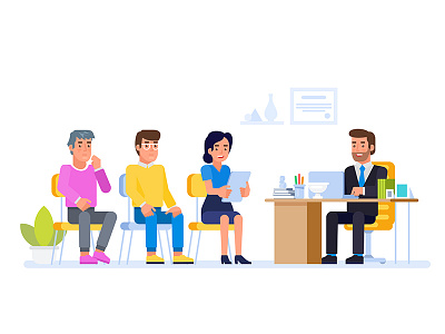 HR manager meeting job applicant in director office applicant art artwork candidate concept design employment flat hr manage icon illustration interview job vector