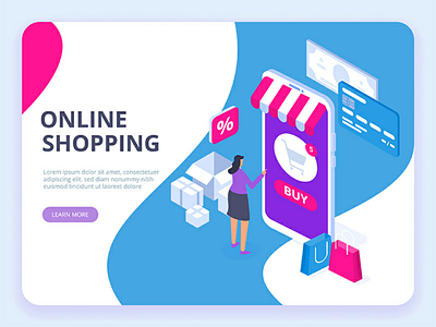 Online shopping concept with character. Sale and consumerism. consumerism icon illustration isometric landing page sale shopping technology web