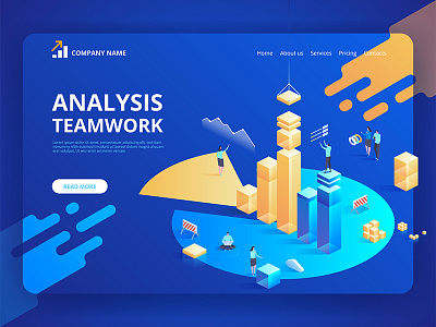 Isometric business analysis planning.