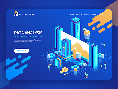 Data Analysis for website and mobile website. analysis concept data design illustration isometric vector