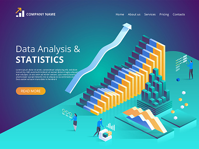 Data Analysis. Vector isometric illustration for landing page.