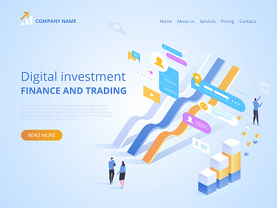 Digital investment. Online statistics art artwork design digital ideas illustration innovative isometric isometry technologies vector web webdesign