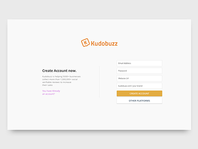 Kudobuzz - Sign Up account create gray kudobuzz signup simple