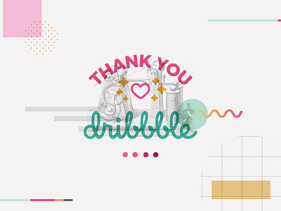 Thank you Dribbble collage debut heart telegraph typography