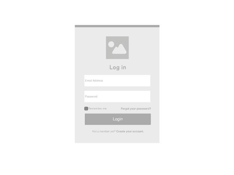 Mockup to initial design / Log in page clean flat log in mockup screen white