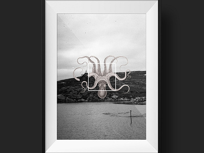 Upside Down black and white collage digital collage octopus