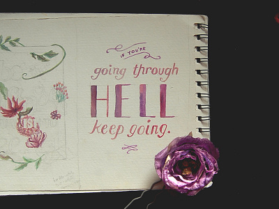 Going through hell? hell motivation quote watercolor