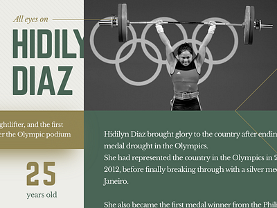 Hidilyn Tribute Page Style Tile color scheme hidilyn diaz layout style tile typography web design