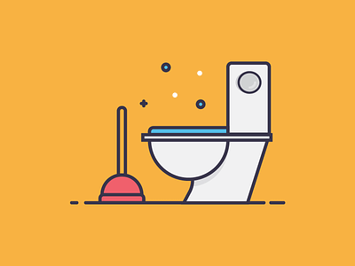 Plumber clean cleaning icon illustration plumber plumbing toilet