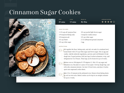 Recipe UI card cookies ingredients recipe