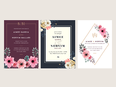 A+N Wedding Invite Studies an floral geometric invitation monogram wedding wedding invitation