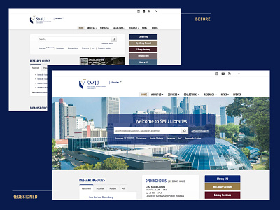 Library Redesign homepage layout library singapore management university web