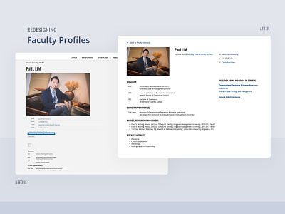 Redesigning Faculty Profiles layout profile redesign singapore management university website