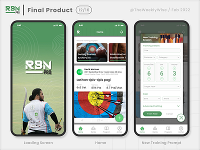 RBN PRO archery branding logo plan shooting sport ui workout