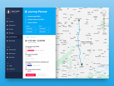 Dashboard UI For Trains and Rail Travel