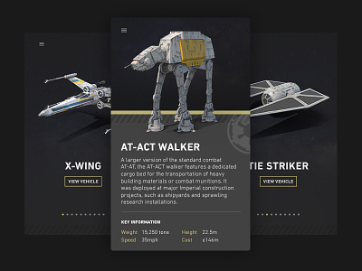 Star Wars Vehicle Guide UI at-at cards guide one rogue rogue one star star wars ui vehicle wars x wing