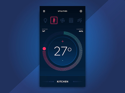 Smart Home App UI app control design heating ios mobile smart smart home temperature ui ux