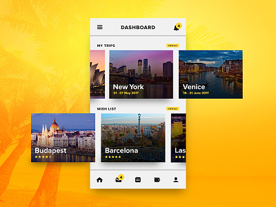 Mobile Travel Dashboard UI cards dashboard flight globe ios mobile new york profile travel ui vacation world
