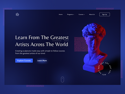 E-learning platform: Landing Page UI 3d dark mode dark ui e learniing hero section landing page learning app ui ui design ux website