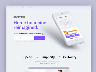 SimpleFinance - Landing Page artificial intelligence home house landing landing page machinelearning realestate tool ui ux valuation value web webdesign