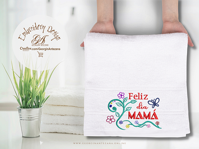Embroidery Design / Happy day Mom art bolsos branding design embroidery embroidery design graphic design illustration logo marketing