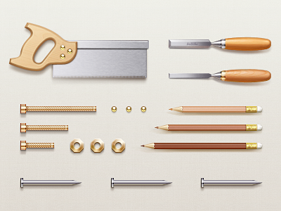 Tool Series ball element grain knife leef nail pencil saw scraper screw series stainless stee steel tool ui
