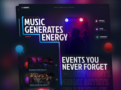 GENEVENTS Music Events Website Design app branding design graphic design illustration landing page logo ui ux vector