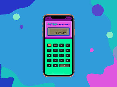 Daily UI Challenge: Calculator #004 80s 90s app blue calculator challenge daily ui design green illustration logo pink retro ui vector