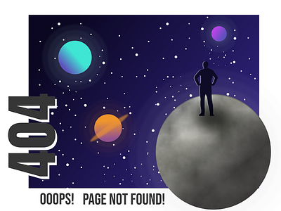 Daily UI Challenge: 404 page #008 404 404 page app challenge daily ui design earth graphic design illustration lost man moon ops page not found planet searching space ui ux vector