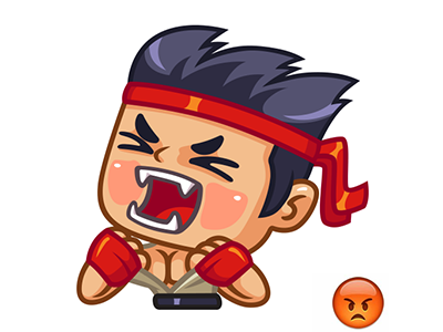 Figther. Angry angry cartoon character color funny illustration karate like sticker toon vector