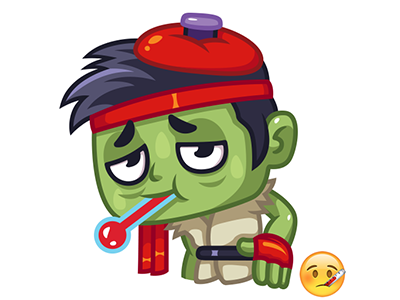 Fighter. Sick cartoon character color funny illustration karate like sick sticker thermometer toon vector