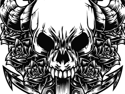 Demon Skull anchor illustration illustrator rose skull vector