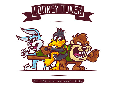Baseball team bugz bunny duffy illustration illustrator looney tunes taz