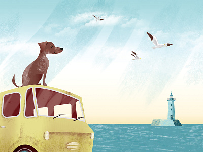 A dream trip 2d adobe illustrator animal animal illustration character character design children book digital illustration dog flat illustration photoshop picturesbook travel trip