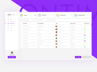 ONTime UI app clean dashboard desktop flat ui ux