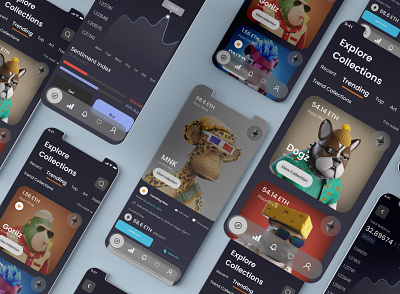 NFT Mobile App app branding design figma futuristic illustration inspiration logo mobile app modern nft typography ui user experience user interface ux