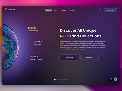 NFT Land Collection | Hero Page design figma hero page illustration inspiration modern nft ui user experience user interface ux web design website