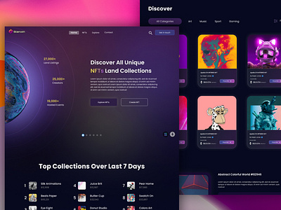 NFT Land Collections | Hero Page design figma futuristic hero page illustration inspiration modern nft ui user experience user interface ux web design website