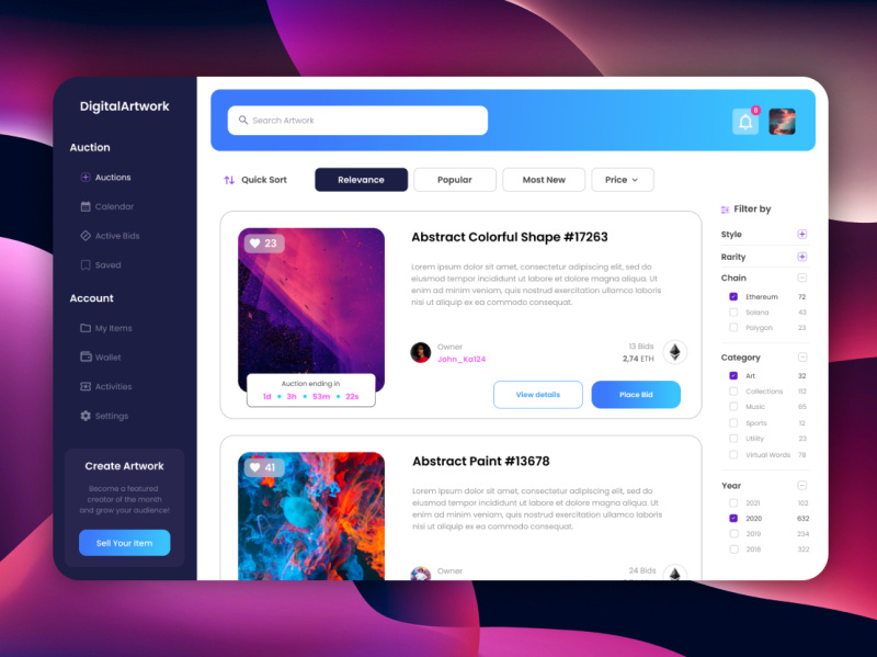 Dashboard Page | Design by Daniela Nikova on Dribbble
