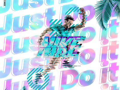 Nike Just Do it - Retro in Future Poster Design by Med Design ads branding do future glitch graphic design it just just do it light lightroom logo nike photoshop phtotography poster retro sport