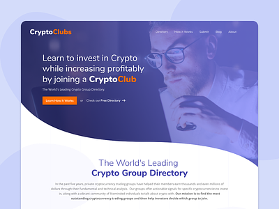 CryptoClubs – Homepage bitcoin blobs blockchain crypto cryptocurrency design directory ethereum fluid design forums homepage landingpage ui web website design