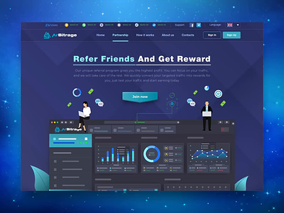 Affiliate Program Promo Page for Crypto Trading Platform affiliate analytics banking blockchain contact form crypto dashboard extej finance fintech investment landing page lead page payment platform product design referral trading web app web design