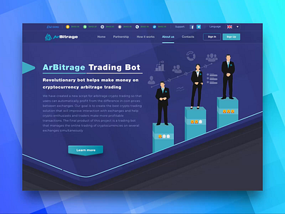 About Us Page for ArBitrage Crypto Trading Platform about about page about us banking blockchain crypto extej finance fintech how it works investment payment reviews trading ui ux ui design web web app web design webdesign